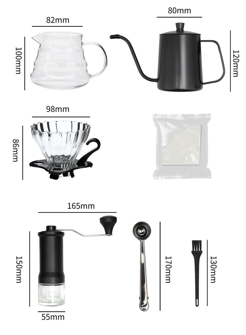 Rorence V60 Coffee Maker Set 7 Pcs Classic Pour-Over Coffee Brewing Set with Glass Server and Accessories - Image 4